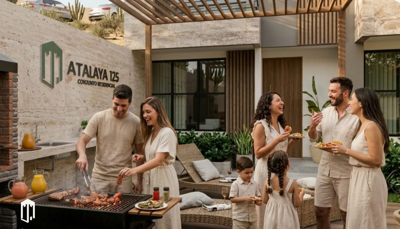 Zona común con BBQ y jardines